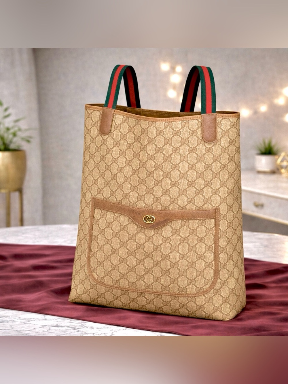 Authentic Gucci Sherry Line GG Canvas Tote